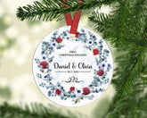 Personalised Marble Christmas ornament, First Christmas Engaged Christmas ornament, Marble Christms ornament, Customised Christmas ornament - Craftellery